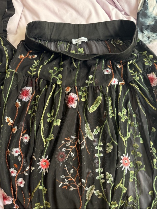 iHeartRaves Dresses & Skirts - iheartraves Black Floral Embroidered Midi Skirt